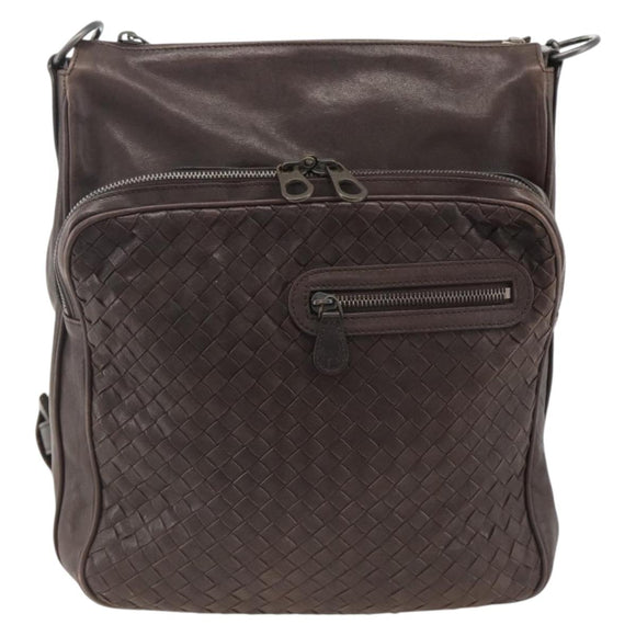 BOTTEGA VENETA INTRECCIATO Shoulder Bag Leather Brown 189225 Auth ki6600