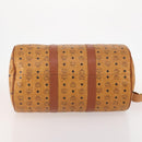 MCM Vicetos Logogram Boston Bag PVC Leather 2way Brown Gold Auth ki6602-11