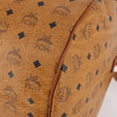 MCM Vicetos Logogram Boston Bag PVC Leather 2way Brown Gold Auth ki6602-12