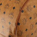 MCM Vicetos Logogram Boston Bag PVC Leather 2way Brown Gold Auth ki6602-14