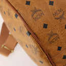 MCM Vicetos Logogram Boston Bag PVC Leather 2way Brown Gold Auth ki6602-15