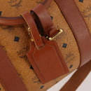 MCM Vicetos Logogram Boston Bag PVC Leather 2way Brown Gold Auth ki6602-17