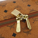 MCM Vicetos Logogram Boston Bag PVC Leather 2way Brown Gold Auth ki6602-18