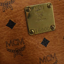 MCM Vicetos Logogram Boston Bag PVC Leather 2way Brown Gold Auth ki6602-23