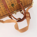 MCM Vicetos Logogram Boston Bag PVC Leather 2way Brown Gold Auth ki6602-7