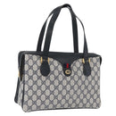 GUCCI GG Supreme Sherry Line Hand Bag PVC Navy Gold Red 41 02 079 Auth ki6604-1