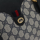 GUCCI GG Supreme Sherry Line Hand Bag PVC Navy Gold Red 41 02 079 Auth ki6604-18