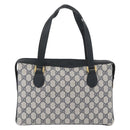 GUCCI GG Supreme Sherry Line Hand Bag PVC Navy Gold Red 41 02 079 Auth ki6604-2
