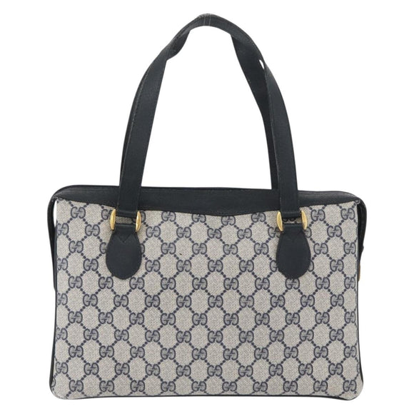 GUCCI GG Supreme Sherry Line Hand Bag PVC Navy Gold Red 41 02 079 Auth ki6604