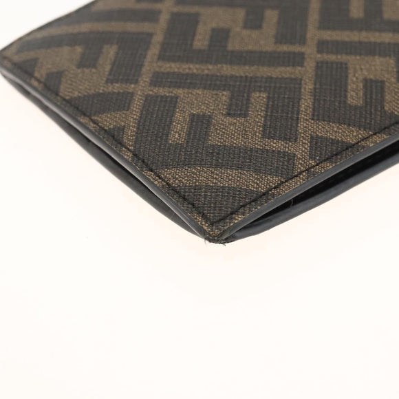 FENDI Zucca Canvas Wallet Black Brown Auth ki6612V