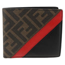 FENDI Zucca Canvas Wallet Black Brown Auth ki6612V-2
