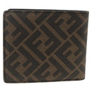 FENDI Zucca Canvas Wallet Black Brown Auth ki6612V-3