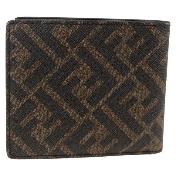 FENDI Zucca Canvas Wallet Black Brown Auth ki6612V