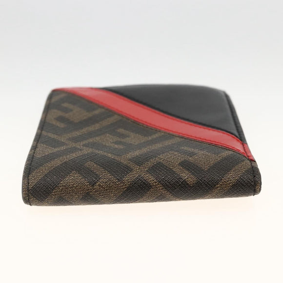 FENDI Zucca Canvas Wallet Black Brown Auth ki6612V