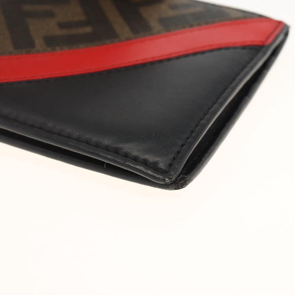FENDI Zucca Canvas Wallet Black Brown Auth ki6612V