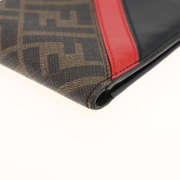 FENDI Zucca Canvas Wallet Black Brown Auth ki6612V