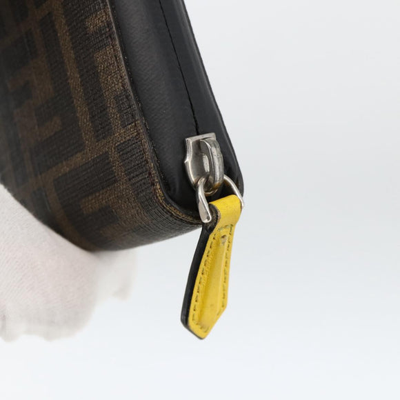 FENDI Zucca Canvas Langbörse Schwarz Braun Auth ki6613V