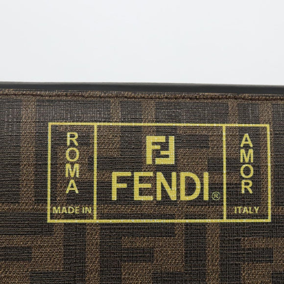 FENDI Zucca Canvas Langbörse Schwarz Braun Auth ki6613V