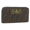 FENDI Zucca Canvas Langbörse Schwarz Braun Auth ki6613V-1