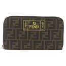 FENDI Zucca Canvas Langbörse Schwarz Braun Auth ki6613V-13