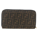 FENDI Zucca Canvas Langbörse Schwarz Braun Auth ki6613V-2