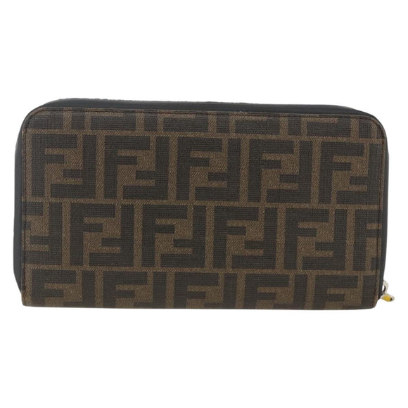 FENDI Zucca Canvas Langbörse Schwarz Braun Auth ki6613V