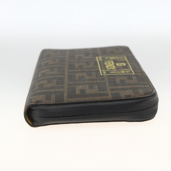 FENDI Zucca Canvas Langbörse Schwarz Braun Auth ki6613V