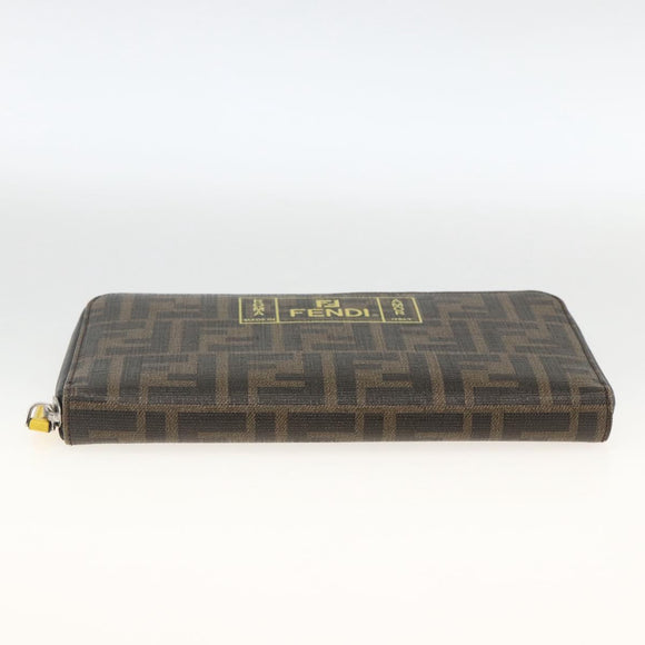 FENDI Zucca Canvas Langbörse Schwarz Braun Auth ki6613V