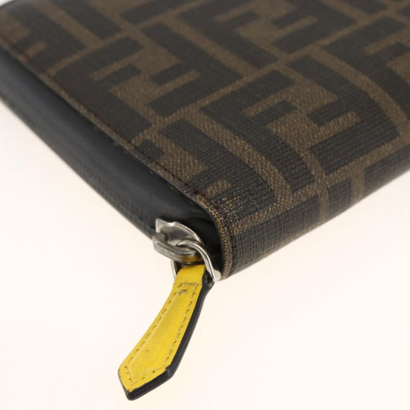 FENDI Zucca Canvas Langbörse Schwarz Braun Auth ki6613V