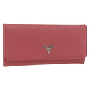 PRADA Long Wallet Safiano leather Pink Silver Auth ki6614-1