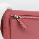 PRADA Long Wallet Safiano leather Pink Silver Auth ki6614-17