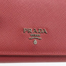PRADA Long Wallet Safiano leather Pink Silver Auth ki6614-18