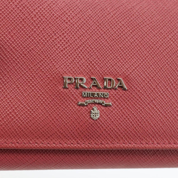 PRADA Long Wallet Safiano leather Pink Silver Auth ki6614
