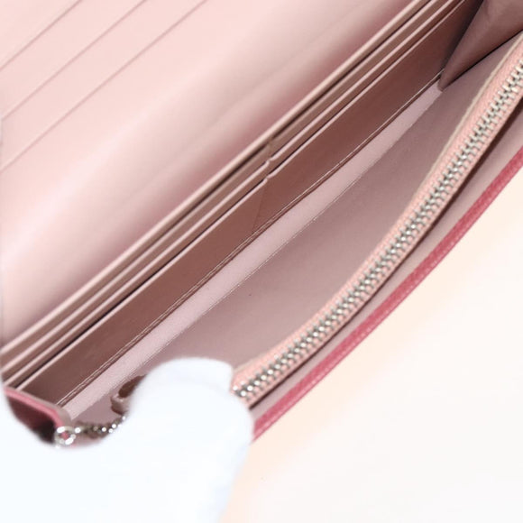 PRADA Long Wallet Safiano leather Pink Silver Auth ki6614