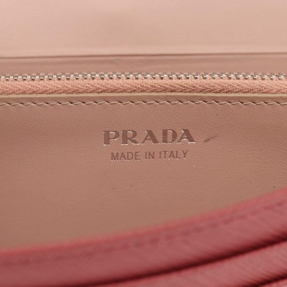 PRADA Long Wallet Safiano leather Pink Silver Auth ki6614