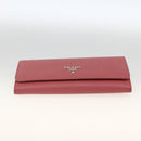 PRADA Long Wallet Safiano leather Pink Silver Auth ki6614-6