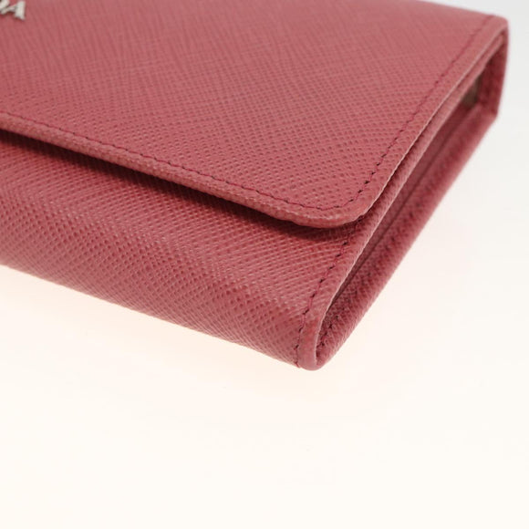 PRADA Long Wallet Safiano leather Pink Silver Auth ki6614