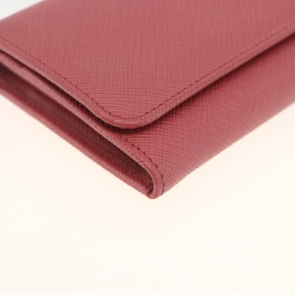 PRADA Long Wallet Safiano leather Pink Silver Auth ki6614