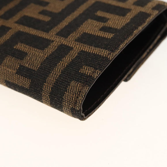FENDI Zucca Canvas Geldbörse Schwarz Braun Auth ki6616V
