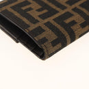 FENDI Zucca Canvas Geldbörse Schwarz Braun Auth ki6616V-16