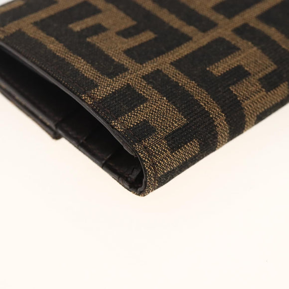 FENDI Zucca Canvas Geldbörse Schwarz Braun Auth ki6616V