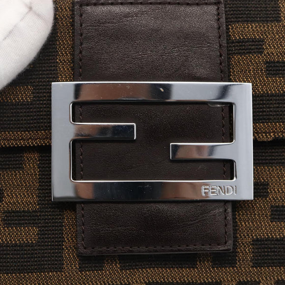 FENDI Zucca Canvas Geldbörse Schwarz Braun Auth ki6616V