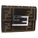 FENDI Zucca Canvas Geldbörse Schwarz Braun Auth ki6616V-1
