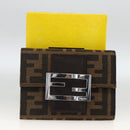 FENDI Zucca Canvas Geldbörse Schwarz Braun Auth ki6616V-12