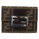 FENDI Zucca Canvas Geldbörse Schwarz Braun Auth ki6616V-13
