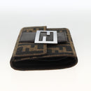FENDI Zucca Canvas Geldbörse Schwarz Braun Auth ki6616V-3