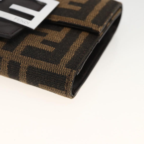 FENDI Zucca Canvas Geldbörse Schwarz Braun Auth ki6616V