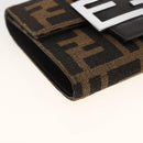 FENDI Zucca Canvas Geldbörse Schwarz Braun Auth ki6616V-14