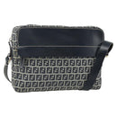 FENDI Zucchino Canvas Shoulder Bag Navy Silver Auth ki6624V-1