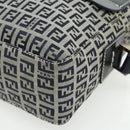 FENDI Zucchino Canvas Shoulder Bag Navy Silver Auth ki6624V-10